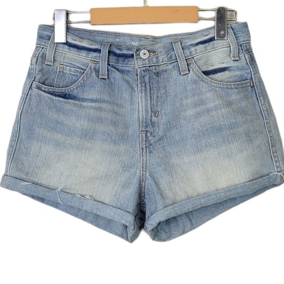 LEVI'S Jean Shorts Orange Tab Rolled Hem High Rise 26 - Picture 1 of 12